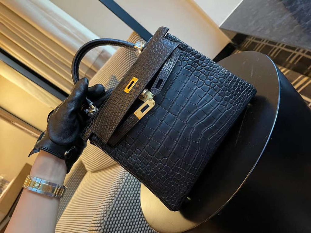 Hermes Sellier Kelly 25 Handbag Bag Crocodile leather customization SV Hardware