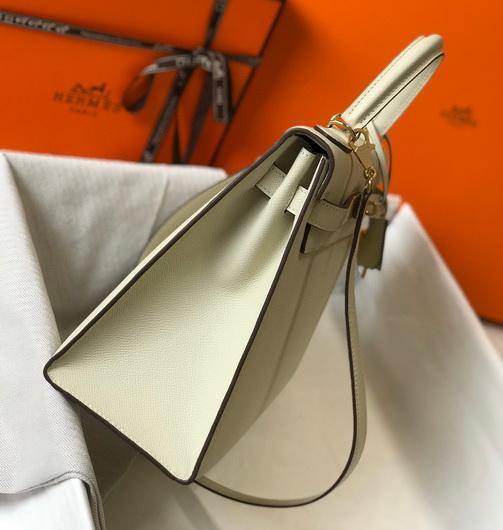 Hermes Sellier Kelly 28cm of Epsom Leather Bag 20333 White - luxibagsmall