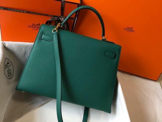 Hermes Sellier Kelly 28cm of Epsom Leather Bag 20336 Green - luxibagsmall