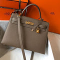 Hermes Sellier Kelly 28cm of Epsom Leather Bag 20337 Dark Gray - luxibagsmall