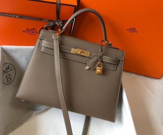 Hermes Sellier Kelly 28cm of Epsom Leather Bag 20337 Dark Gray - luxibagsmall