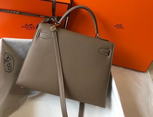 Hermes Sellier Kelly 28cm of Epsom Leather Bag 20337 Dark Gray - luxibagsmall