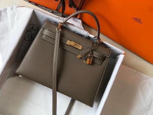 Hermes Sellier Kelly 28cm of Epsom Leather Bag 20337 Dark Gray - luxibagsmall