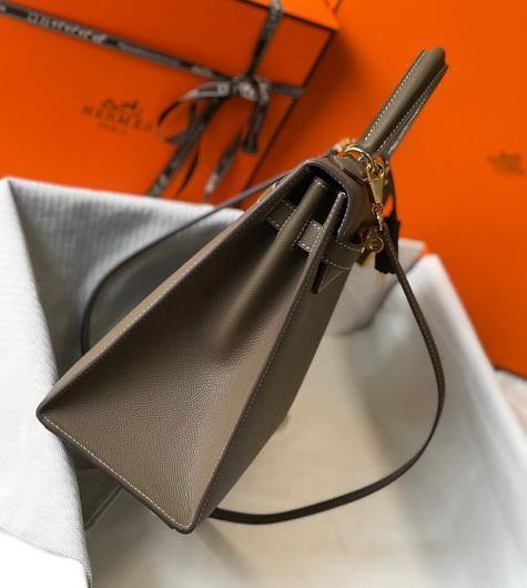 Hermes Sellier Kelly 28cm of Epsom Leather Bag 20337 Dark Gray - luxibagsmall