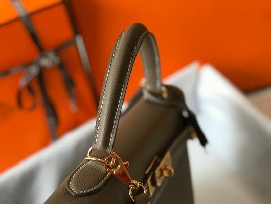 Hermes Sellier Kelly 28cm of Epsom Leather Bag 20337 Dark Gray - luxibagsmall