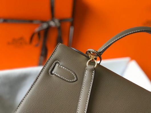 Hermes Sellier Kelly 28cm of Epsom Leather Bag 20337 Dark Gray - luxibagsmall