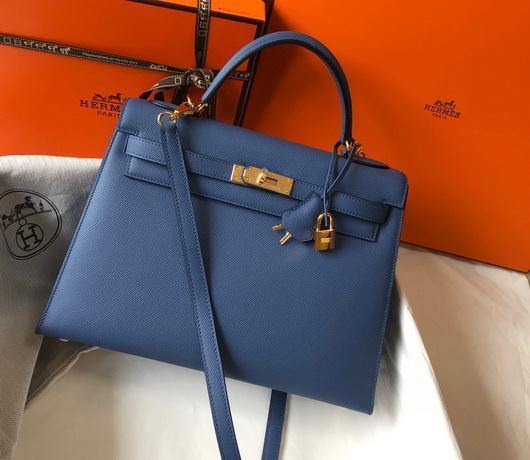 Hermes Sellier Kelly 28cm of Epsom Leather Bag 20338 Blue - luxibagsmall