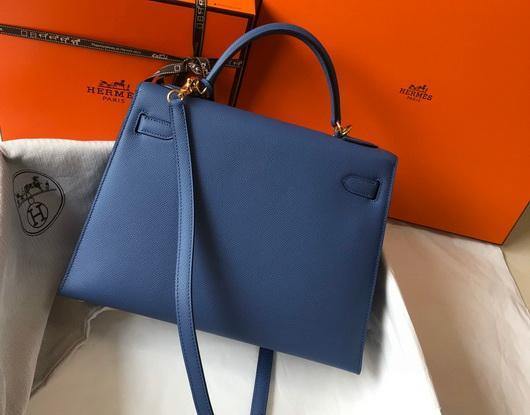 Hermes Sellier Kelly 28cm of Epsom Leather Bag 20338 Blue - luxibagsmall