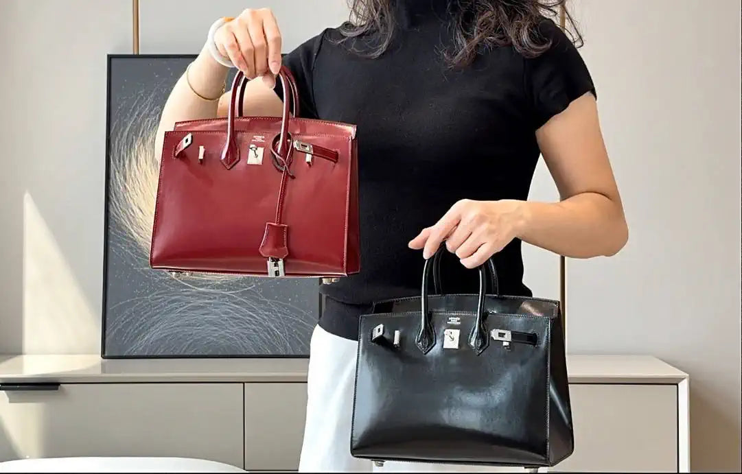 Hermes Birkin 25 Box Bag Black Silver Buckle  H92111