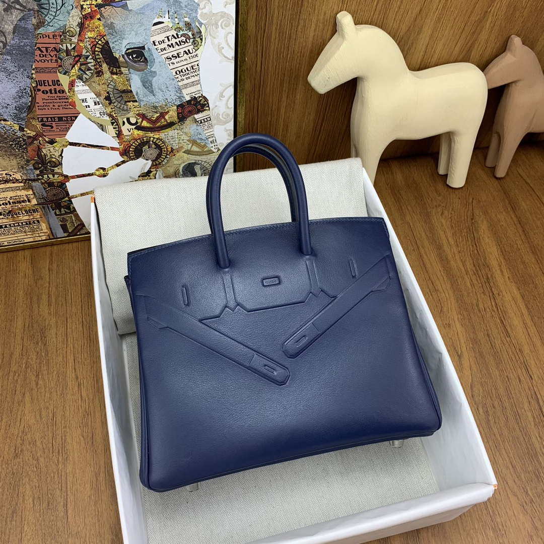 Hermes Shadow Birkin Bag Swift 25 Fully Handmade H92028 - Default Title - View 4