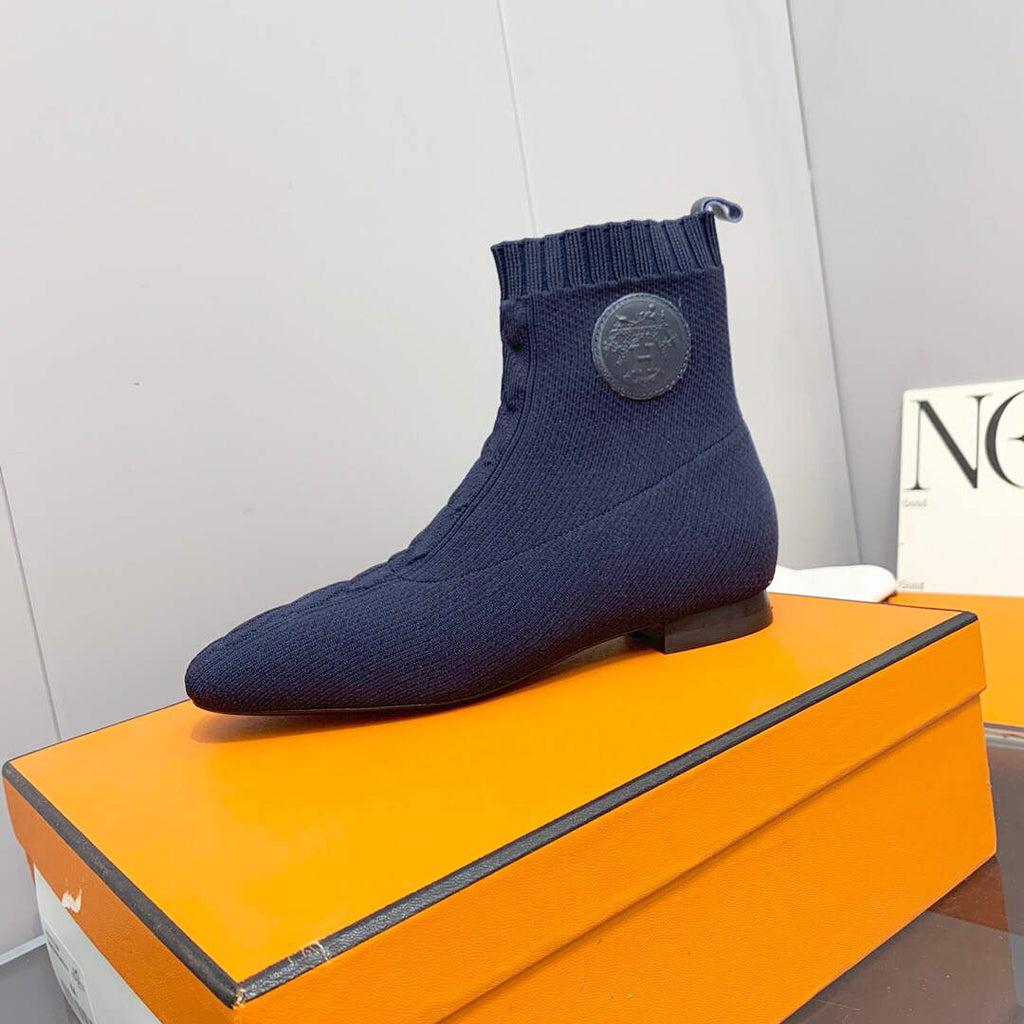 Hermes Shoes H212161Z Duo Ankle Boot Bleu Fonc¨¦