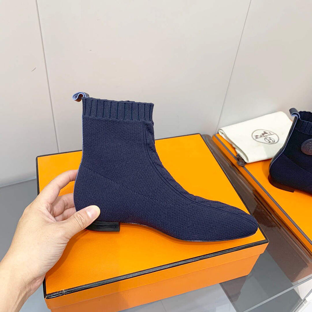 Hermes Shoes H212161Z Duo Ankle Boot Bleu Fonc¨¦