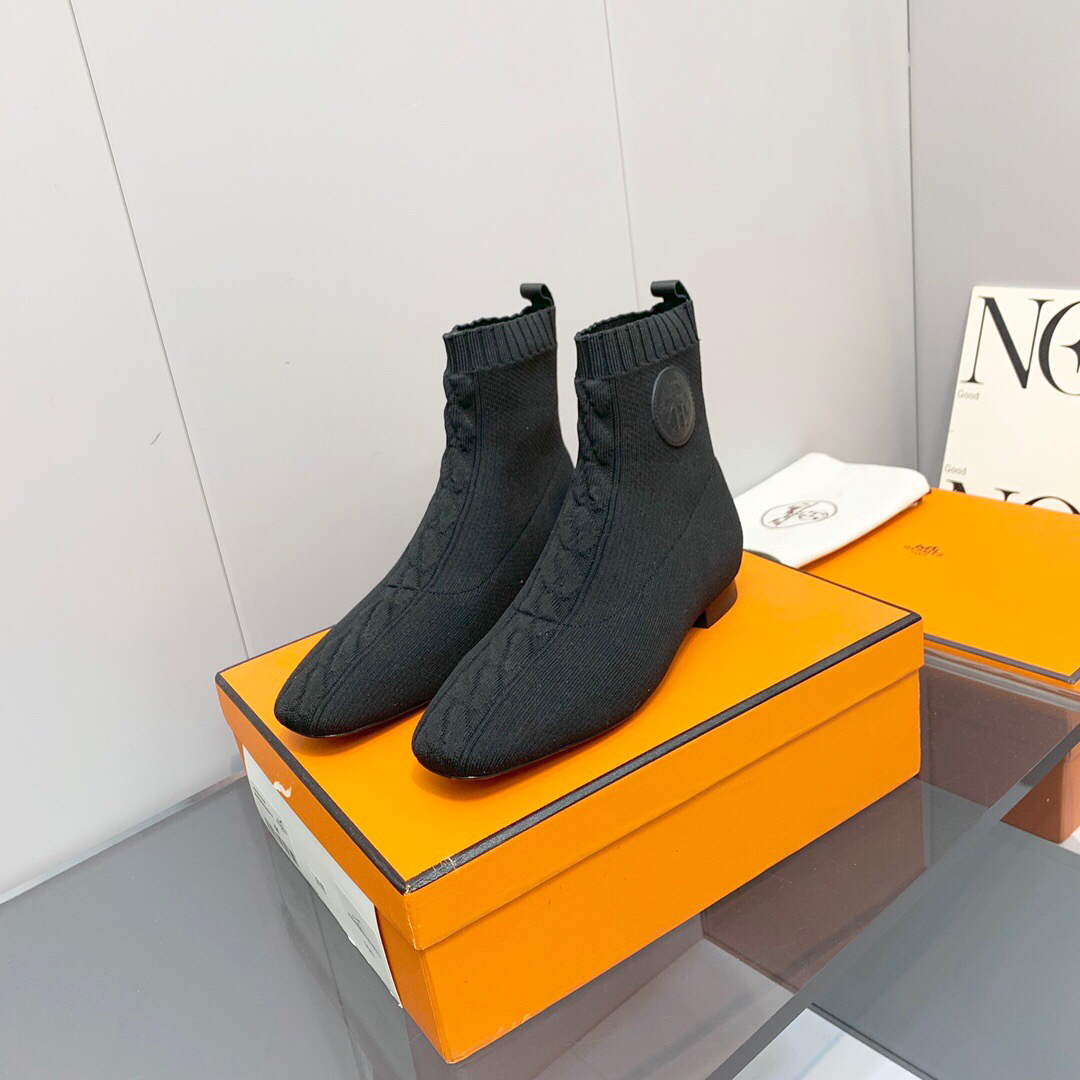 Hermes Shoes H212162Z Duo Ankle Boot Black