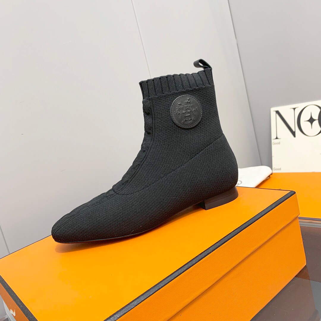 Hermes Shoes H212162Z Duo Ankle Boot Black
