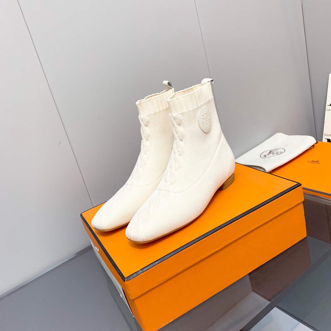 Hermes Shoes H212163Z Duo Ankle Boot Beige