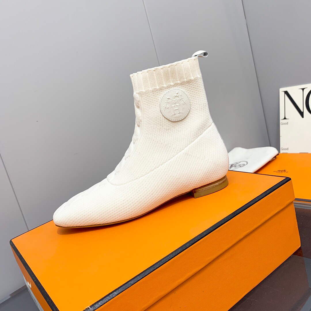 Hermes Shoes H212163Z Duo Ankle Boot Beige