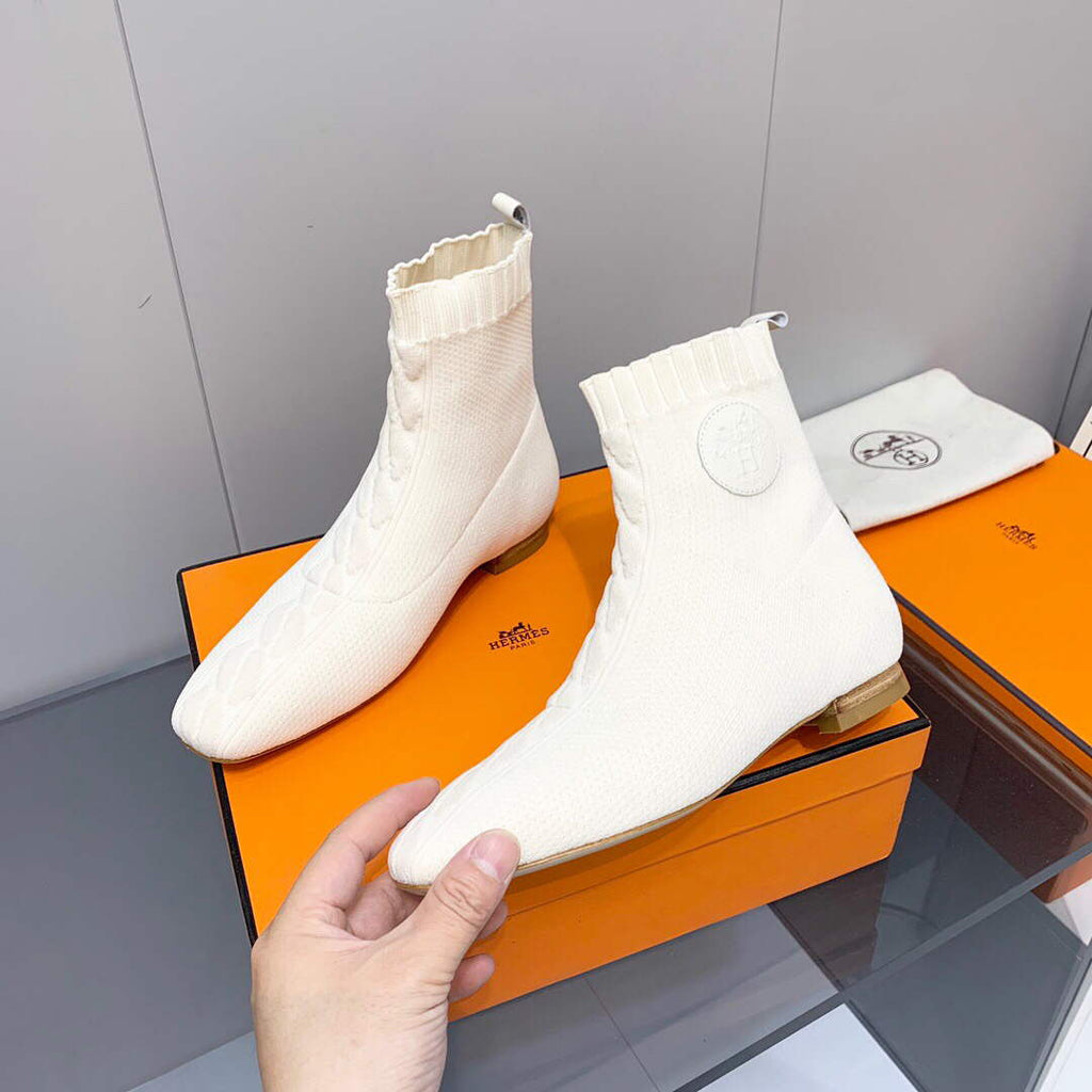 Hermes Shoes H212163Z Duo Ankle Boot Beige