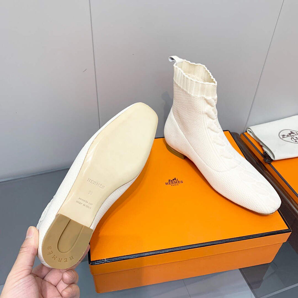 Hermes Shoes H212163Z Duo Ankle Boot Beige