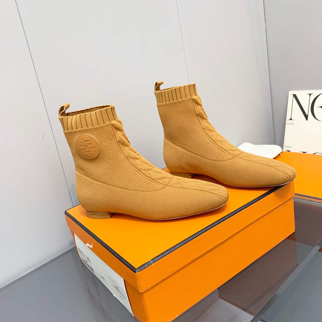 Hermes Shoes H212164Z Duo Ankle Boot Yellow