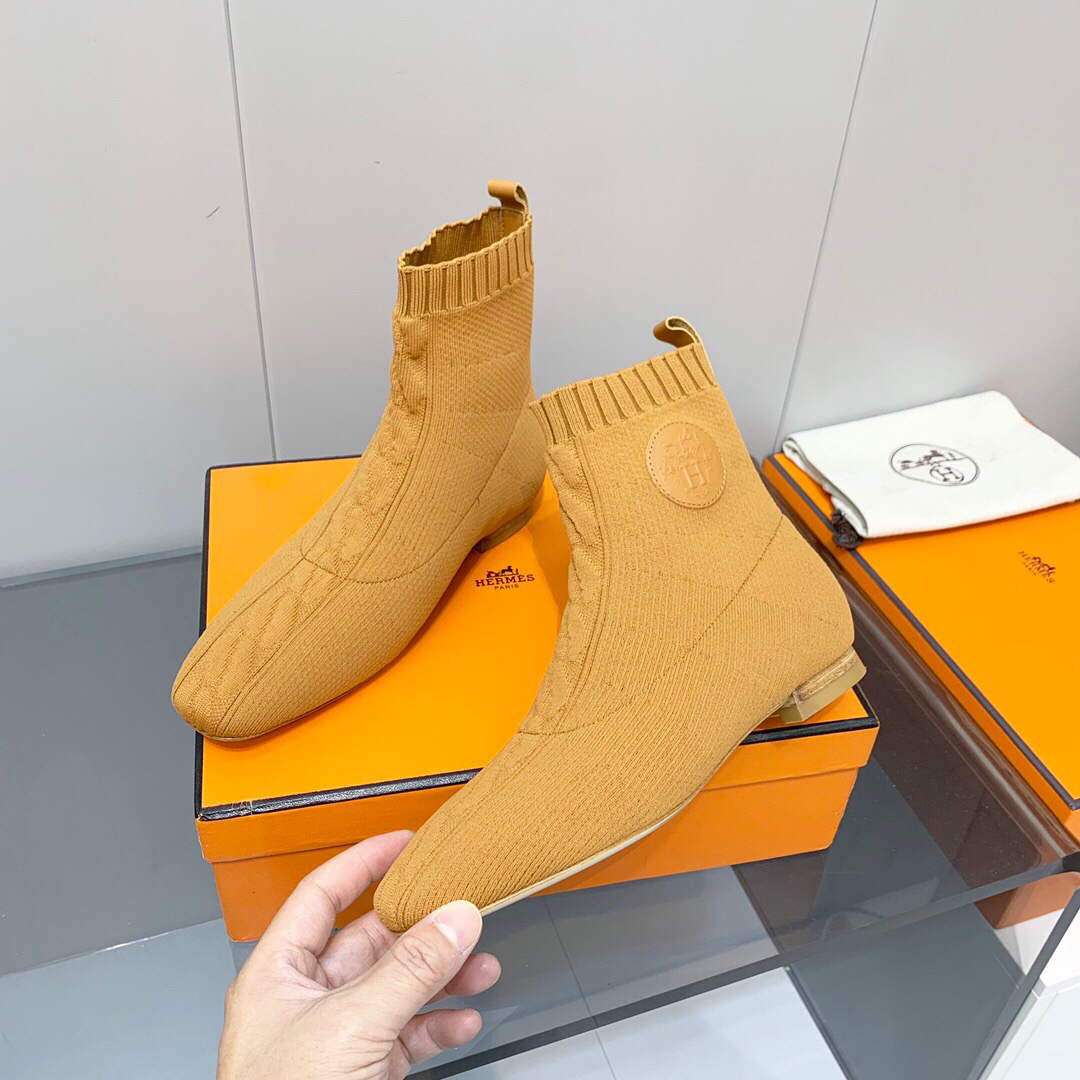 Hermes Shoes H212164Z Duo Ankle Boot Yellow