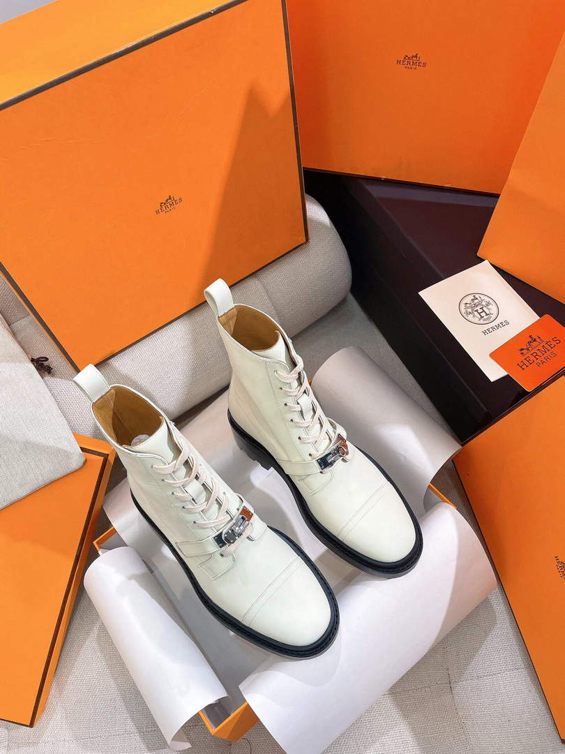 Hermes Shoes H222069Z Funk Ankle Boot Beige Glaise - 35 - View 1