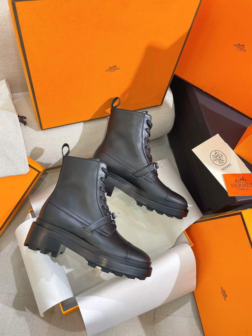 Hermes Shoes H222070Z Funk Ankle Boot Black