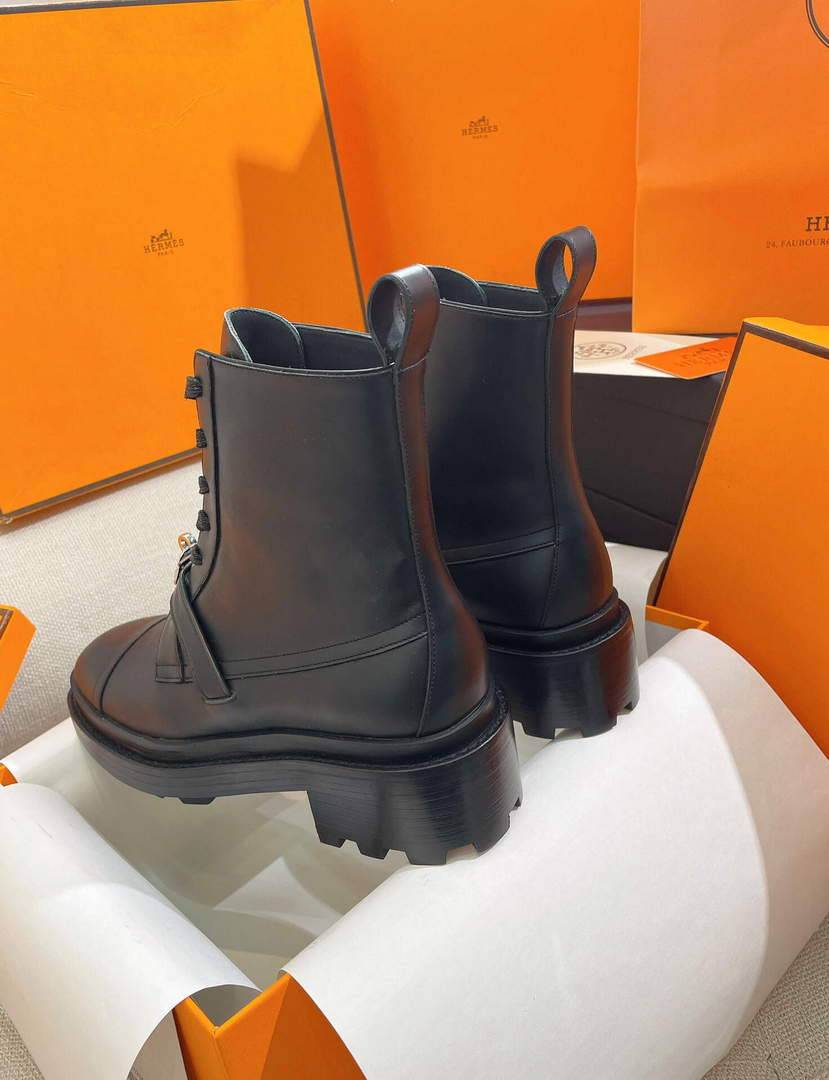Hermes Shoes H222070Z Funk Ankle Boot Black