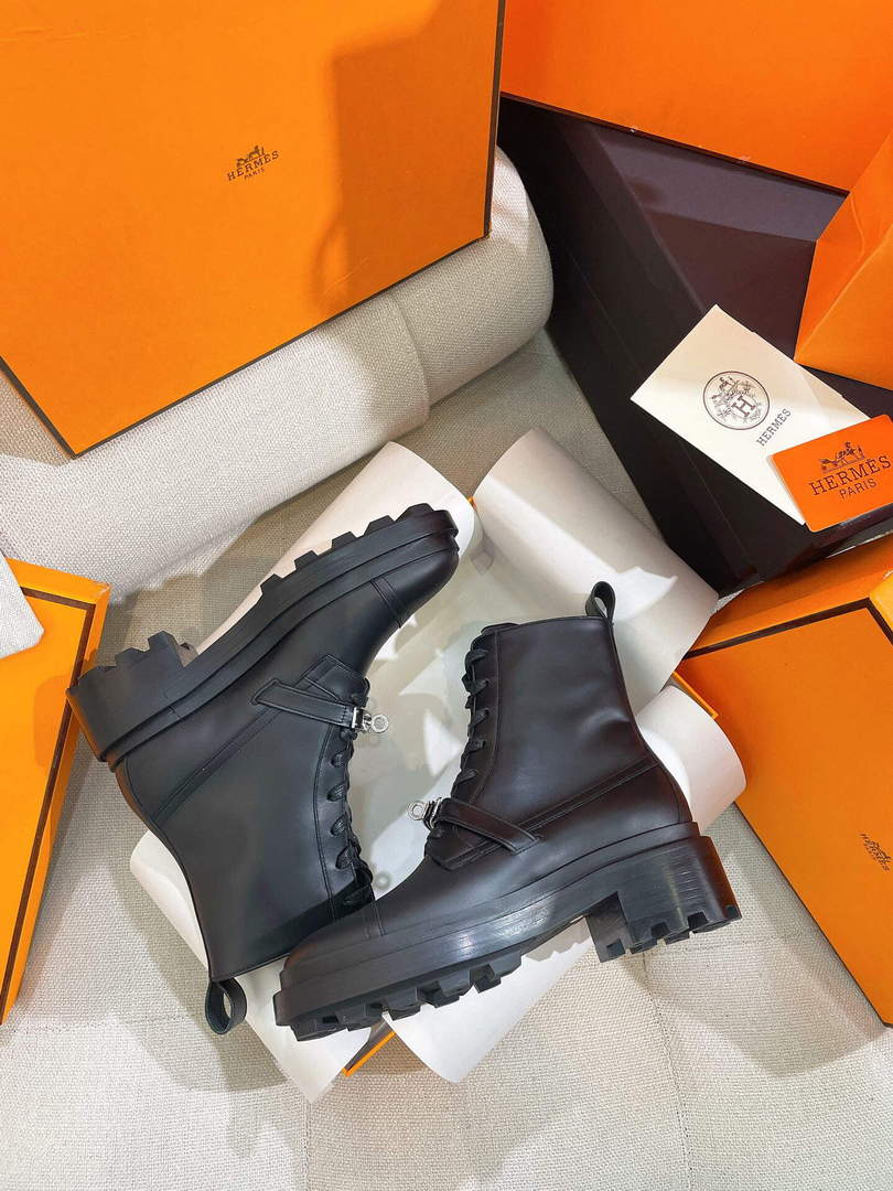 Hermes Shoes H222070Z Funk Ankle Boot Black