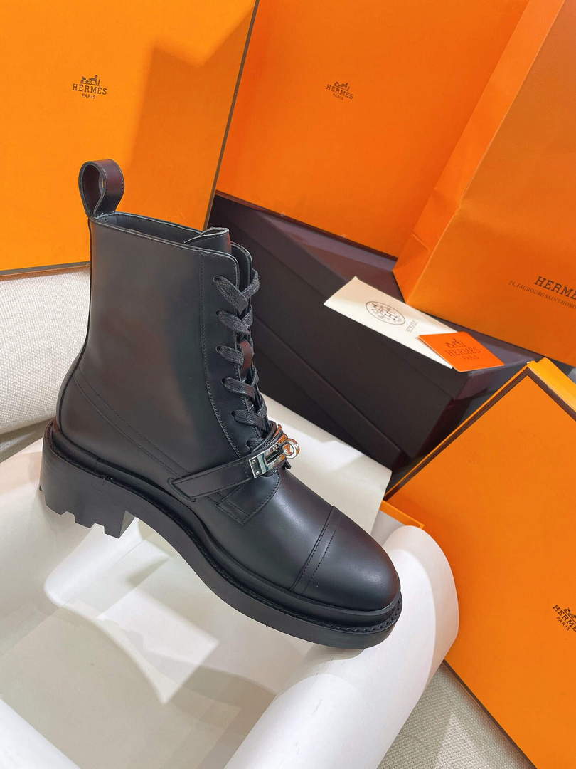 Hermes Shoes H222070Z Funk Ankle Boot Black