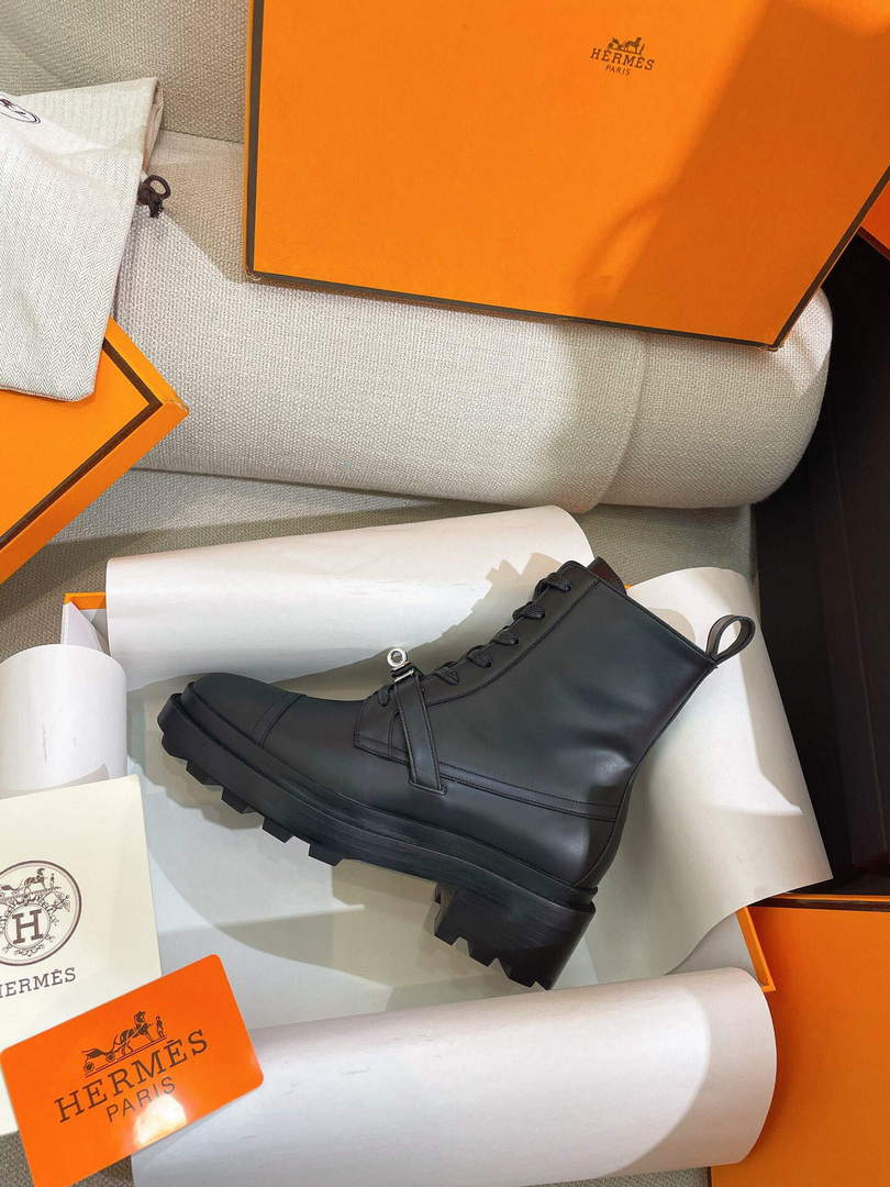 Hermes Shoes H222070Z Funk Ankle Boot Black
