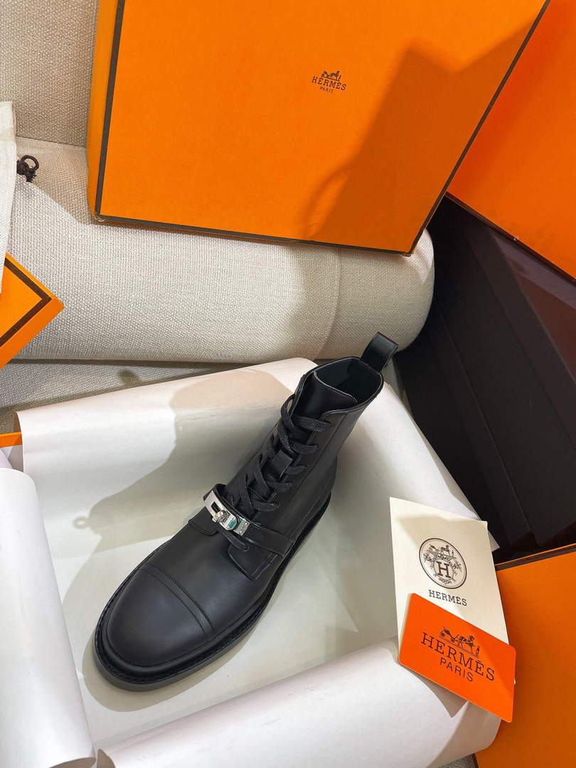 Hermes Shoes H222070Z Funk Ankle Boot Black