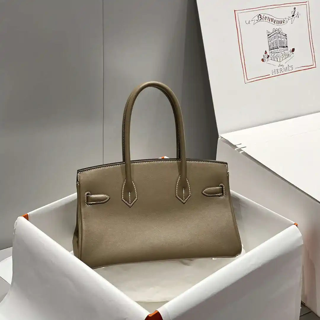 Hermes Shoulder Birkin 29 Etoupe Evercolor Palladium Hardware H92202