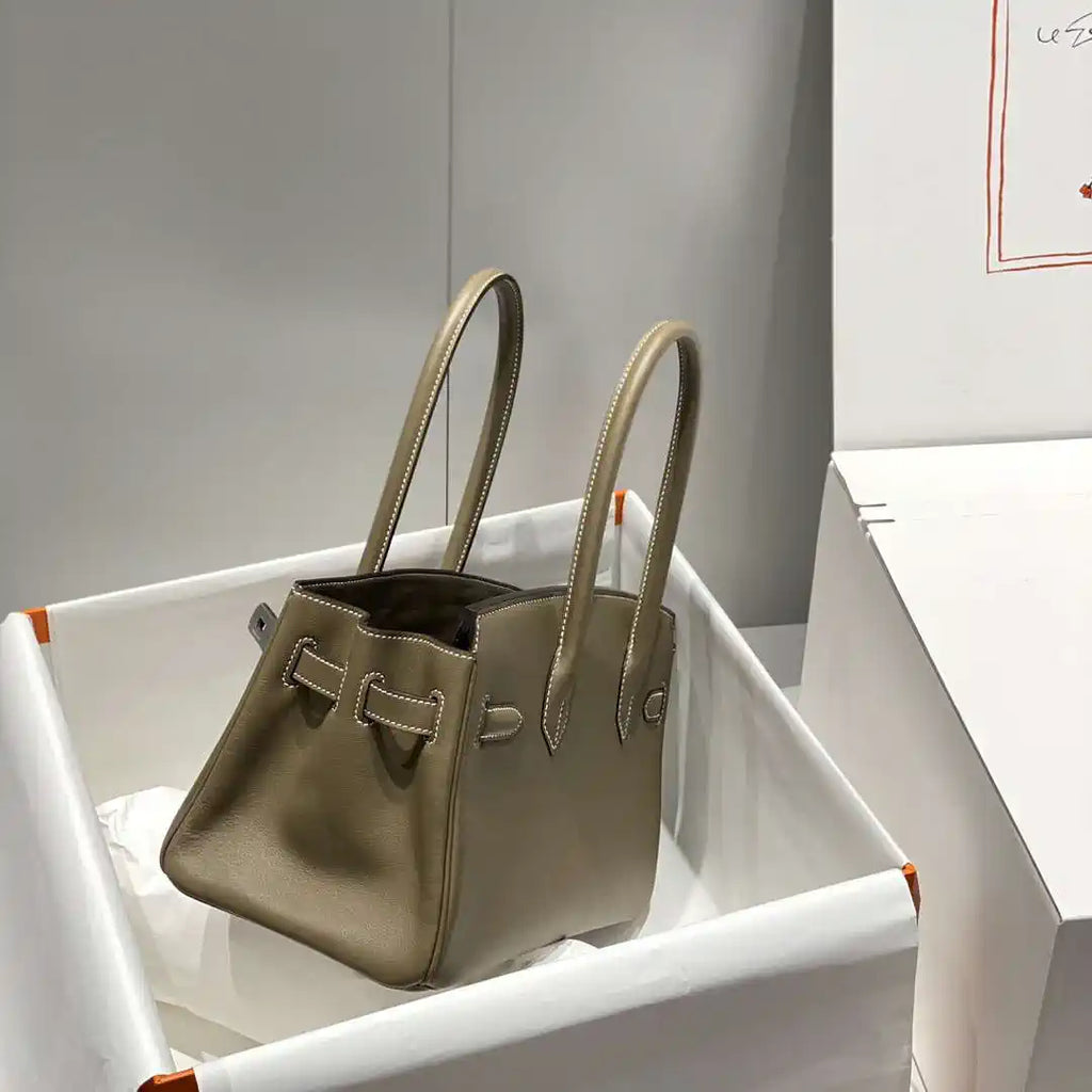 Hermes Shoulder Birkin 29 Etoupe Evercolor Palladium Hardware H92202
