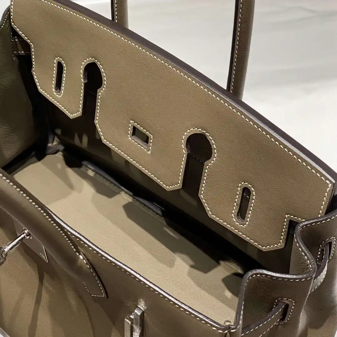 Hermes Shoulder Birkin 29 Etoupe Evercolor Palladium Hardware H92202