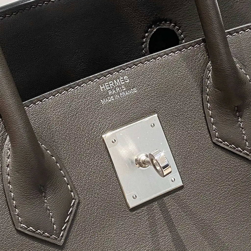 Hermes Shoulder Birkin 29 Etoupe Evercolor Palladium Hardware H92204