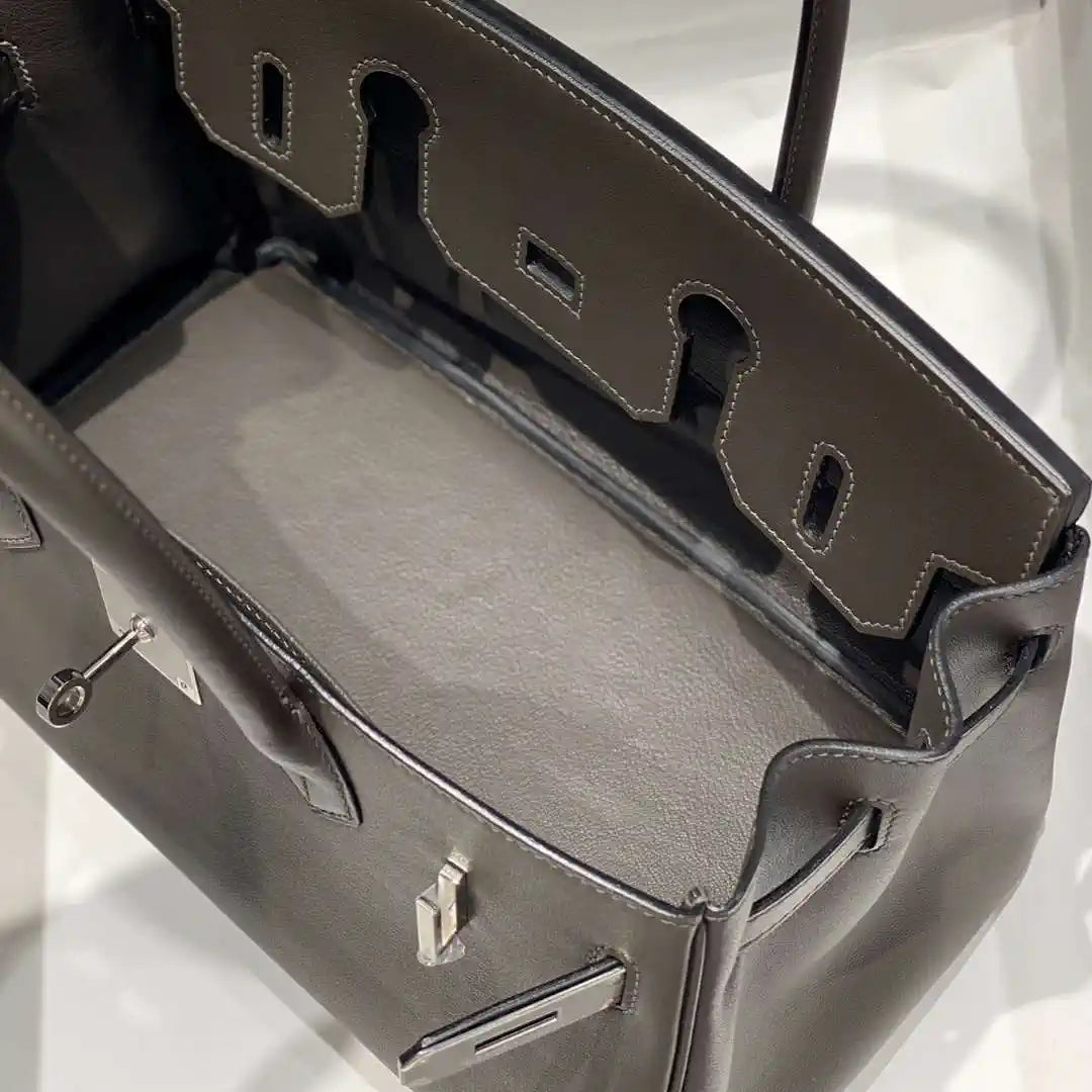 Hermes Shoulder Birkin 29 Etoupe Evercolor Palladium Hardware H92204