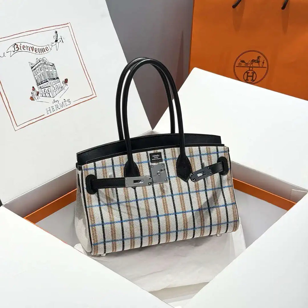 Hermes Shoulder Birkin 29 Etoupe Evercolor & canvas Palladium Hardware H92207