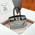 Hermes Shoulder Birkin 29 Etoupe Evercolor & canvas Palladium Hardware H92207