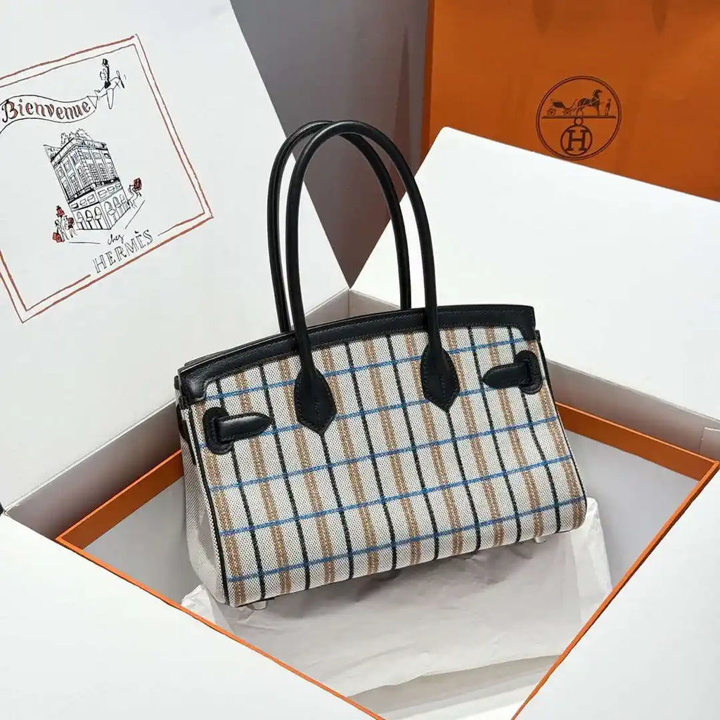 Hermes Shoulder Birkin 29 Etoupe Evercolor & canvas Palladium Hardware H92207