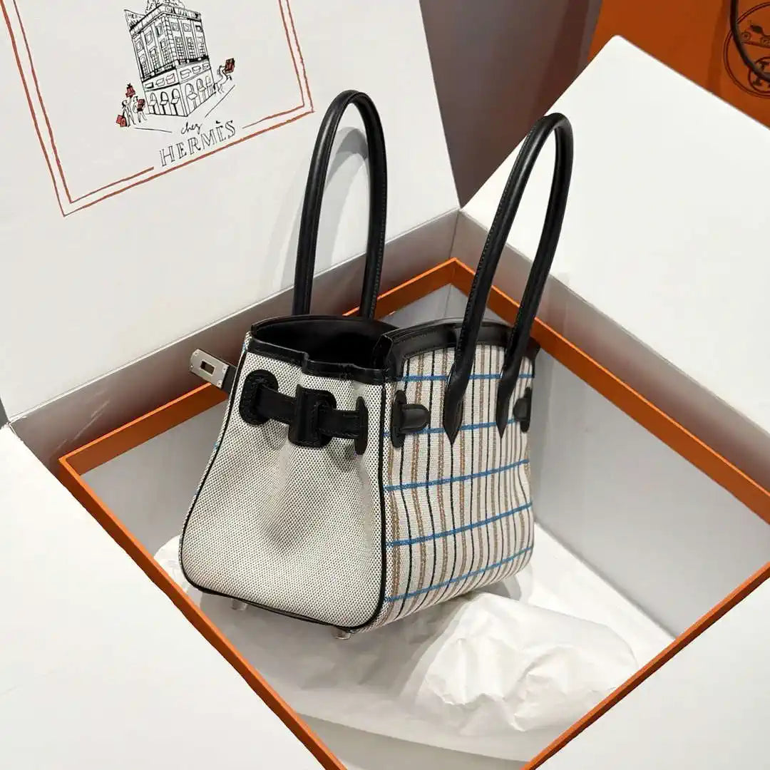 Hermes Shoulder Birkin 29 Etoupe Evercolor & canvas Palladium Hardware H92207