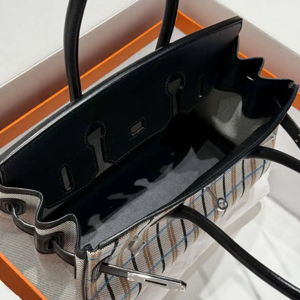 Hermes Shoulder Birkin 29 Etoupe Evercolor & canvas Palladium Hardware H92207