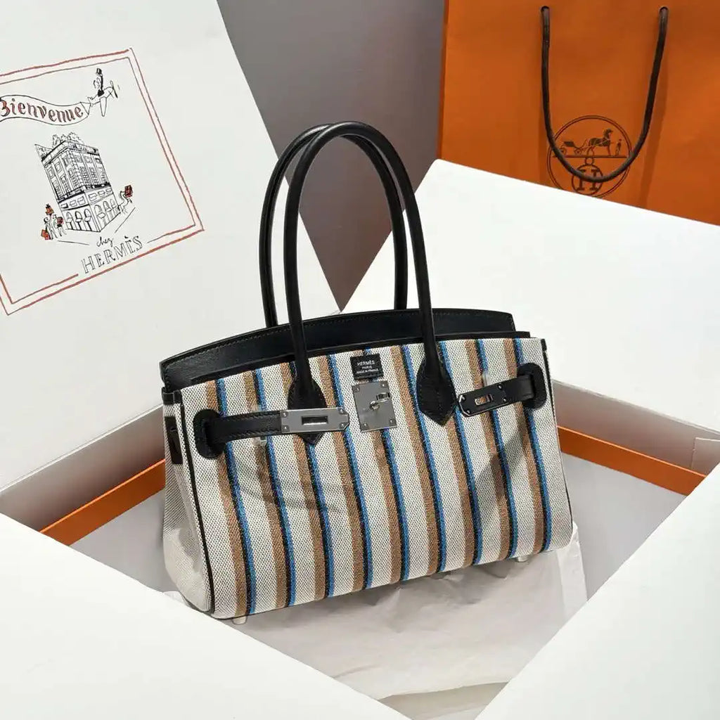 Hermes Shoulder Birkin 29 Etoupe Evercolor & canvas Palladium Hardware H92208