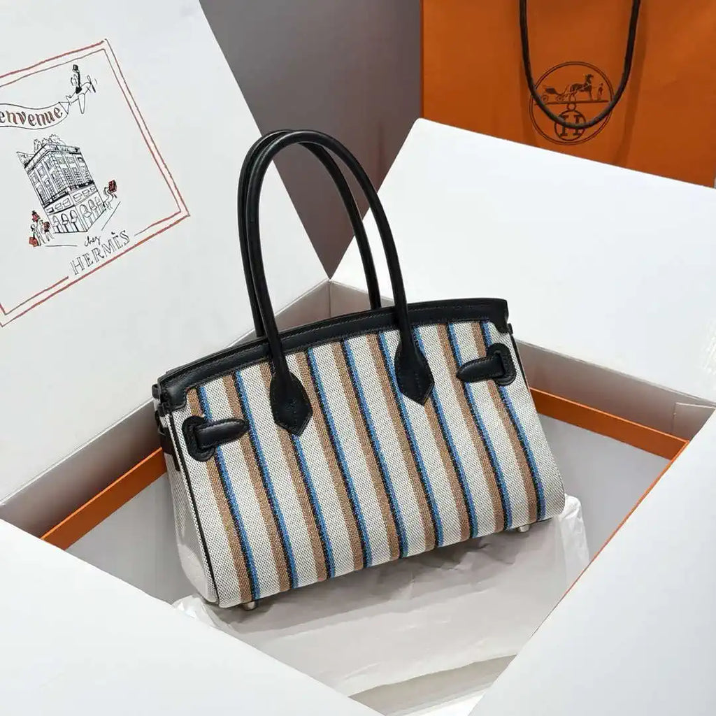 Hermes Shoulder Birkin 29 Etoupe Evercolor & canvas Palladium Hardware H92208