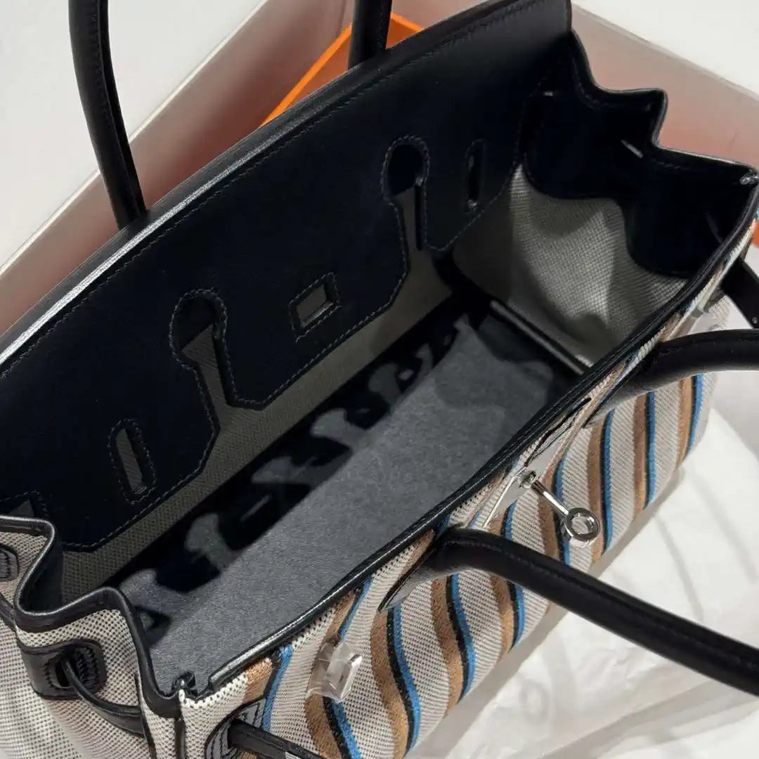 Hermes Shoulder Birkin 29 Etoupe Evercolor & canvas Palladium Hardware H92208
