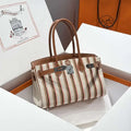 Hermes Shoulder Birkin 29 Etoupe Evercolor & canvas Palladium Hardware H92209