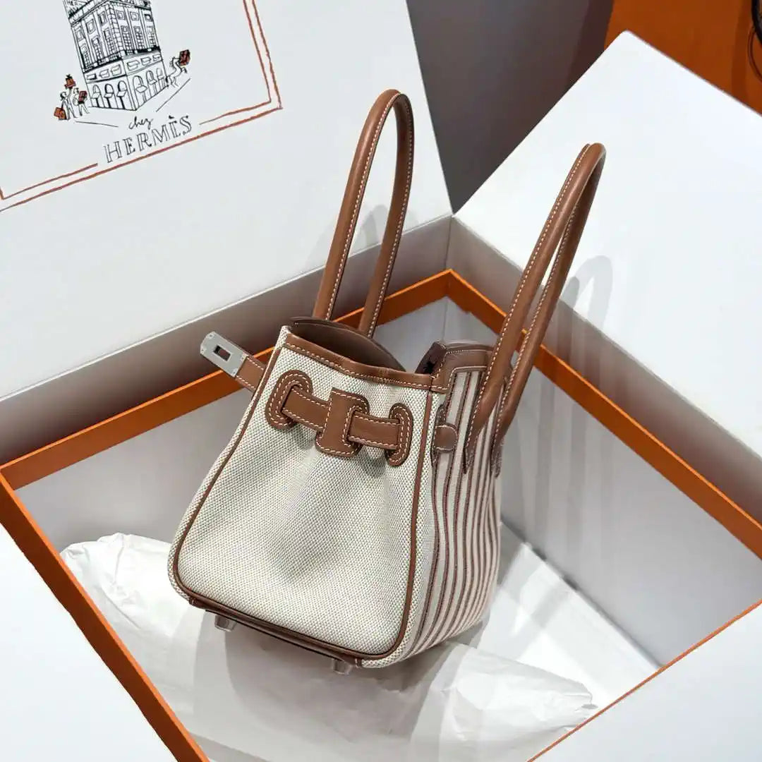 Hermes Shoulder Birkin 29 Etoupe Evercolor & canvas Palladium Hardware H92209