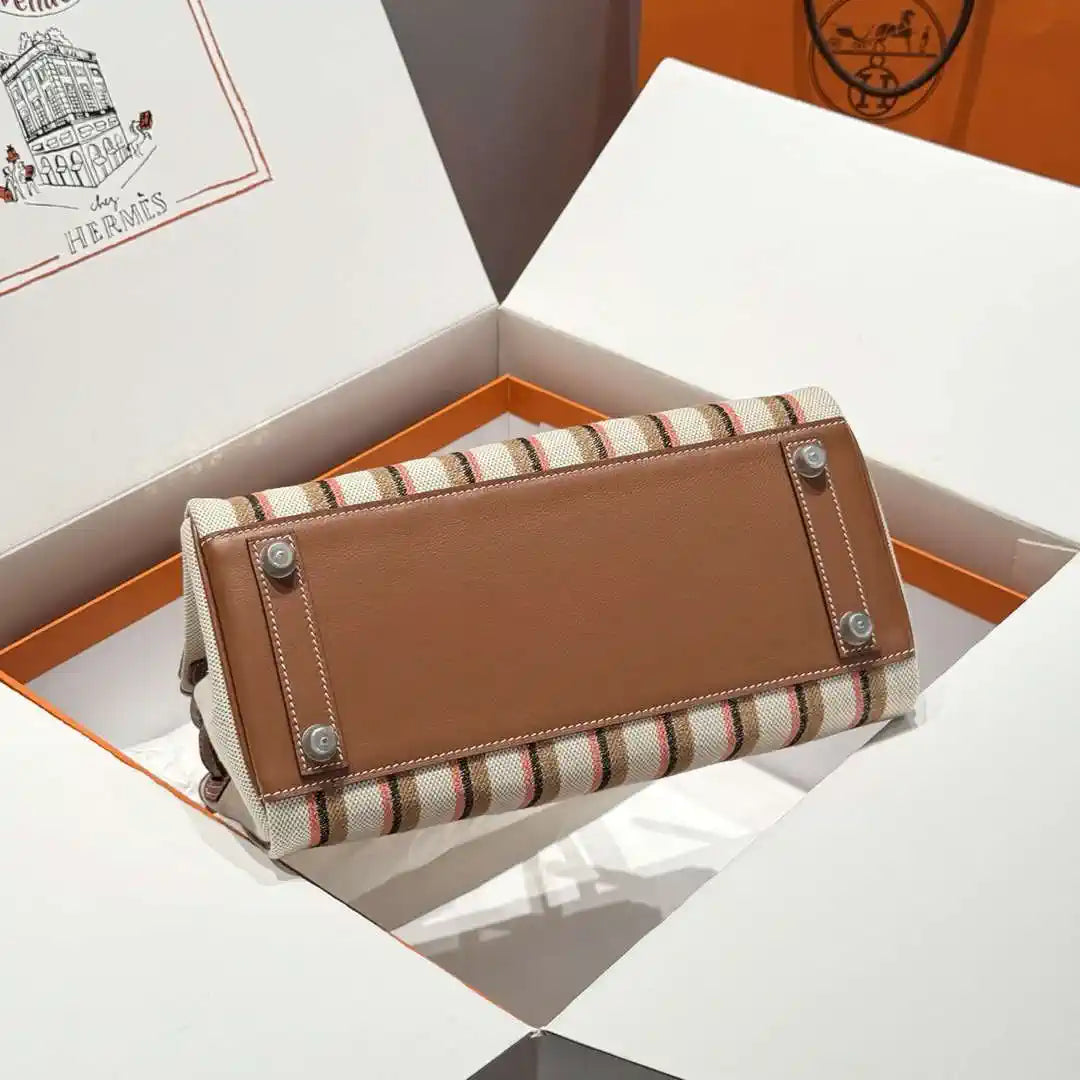 Hermes Shoulder Birkin 29 Etoupe Evercolor & canvas Palladium Hardware H92209