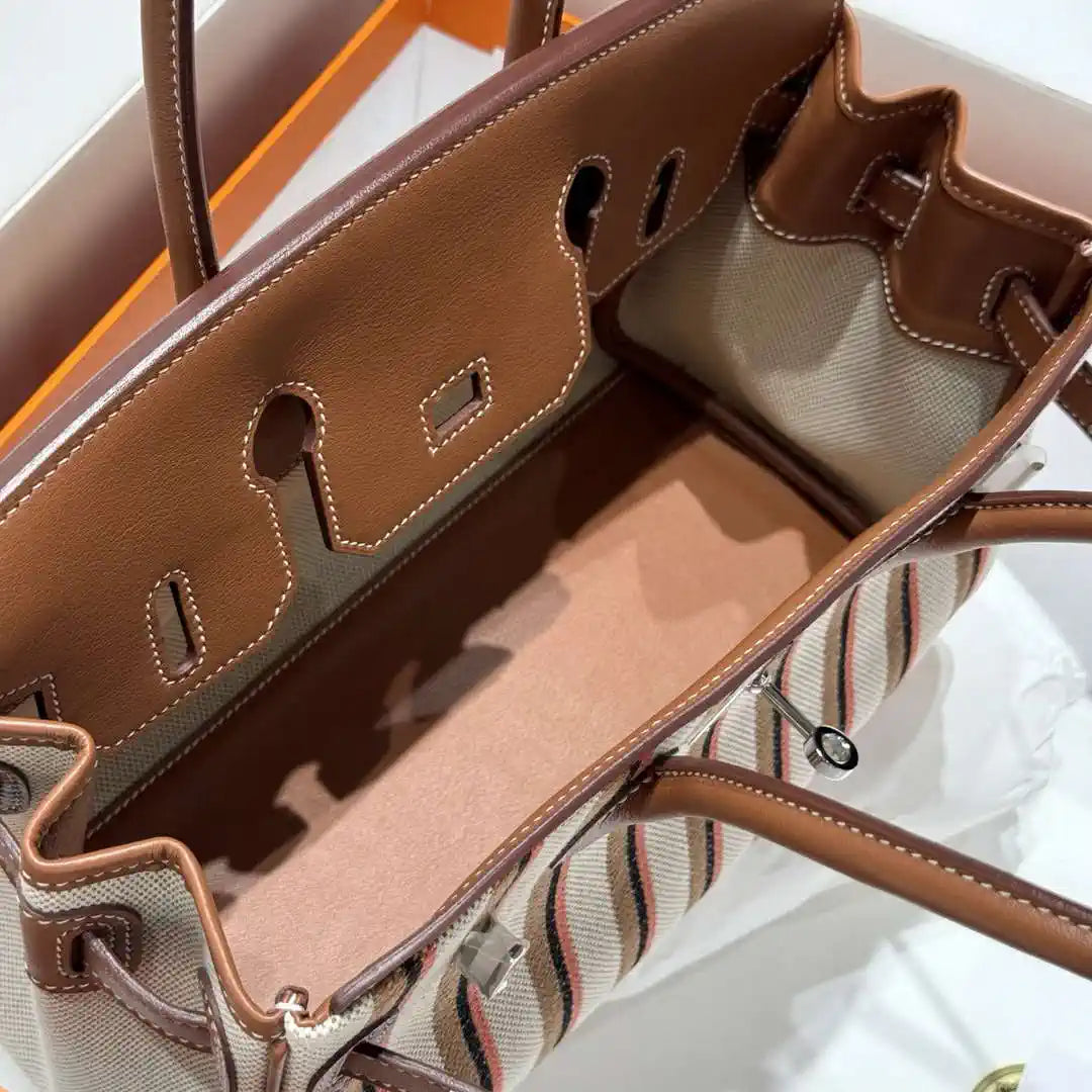 Hermes Shoulder Birkin 29 Etoupe Evercolor & canvas Palladium Hardware H92209