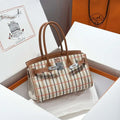 Hermes Shoulder Birkin 29 Etoupe Evercolor & canvas Palladium Hardware H92210