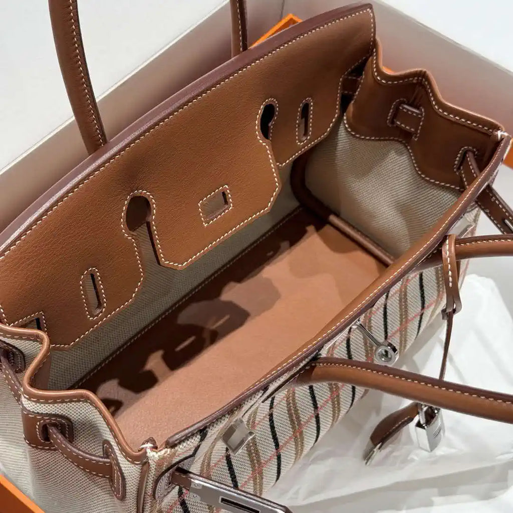 Hermes Shoulder Birkin 29 Etoupe Evercolor & canvas Palladium Hardware H92210